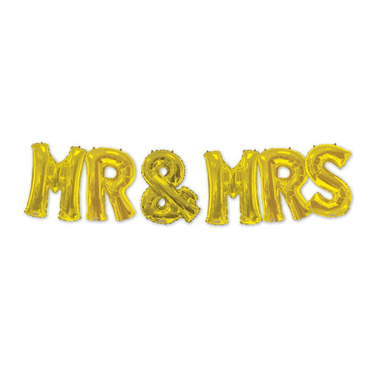 Mr &amp; Mrs Gold Balloon Bouquet