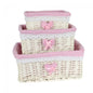 Set of 3 White Basket W/Pink Liner