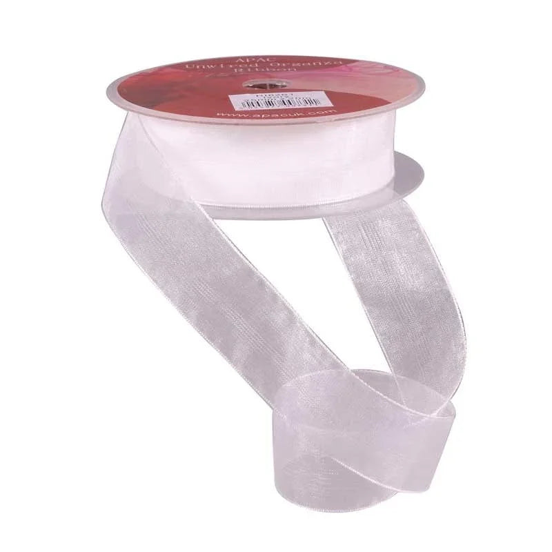 Ivory Woven Edge Organza (25mm X 20m)