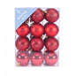 Red glitter and matte Christmas ornaments in clear box, winter holiday decor for tree or home