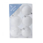 White Christmas ornaments with glitter and matte finishes, packaged as winter decor for holiday tree styling