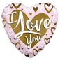 Heart-shaped balloon with gold and pink hearts and 'I Love You' text, romantic gift