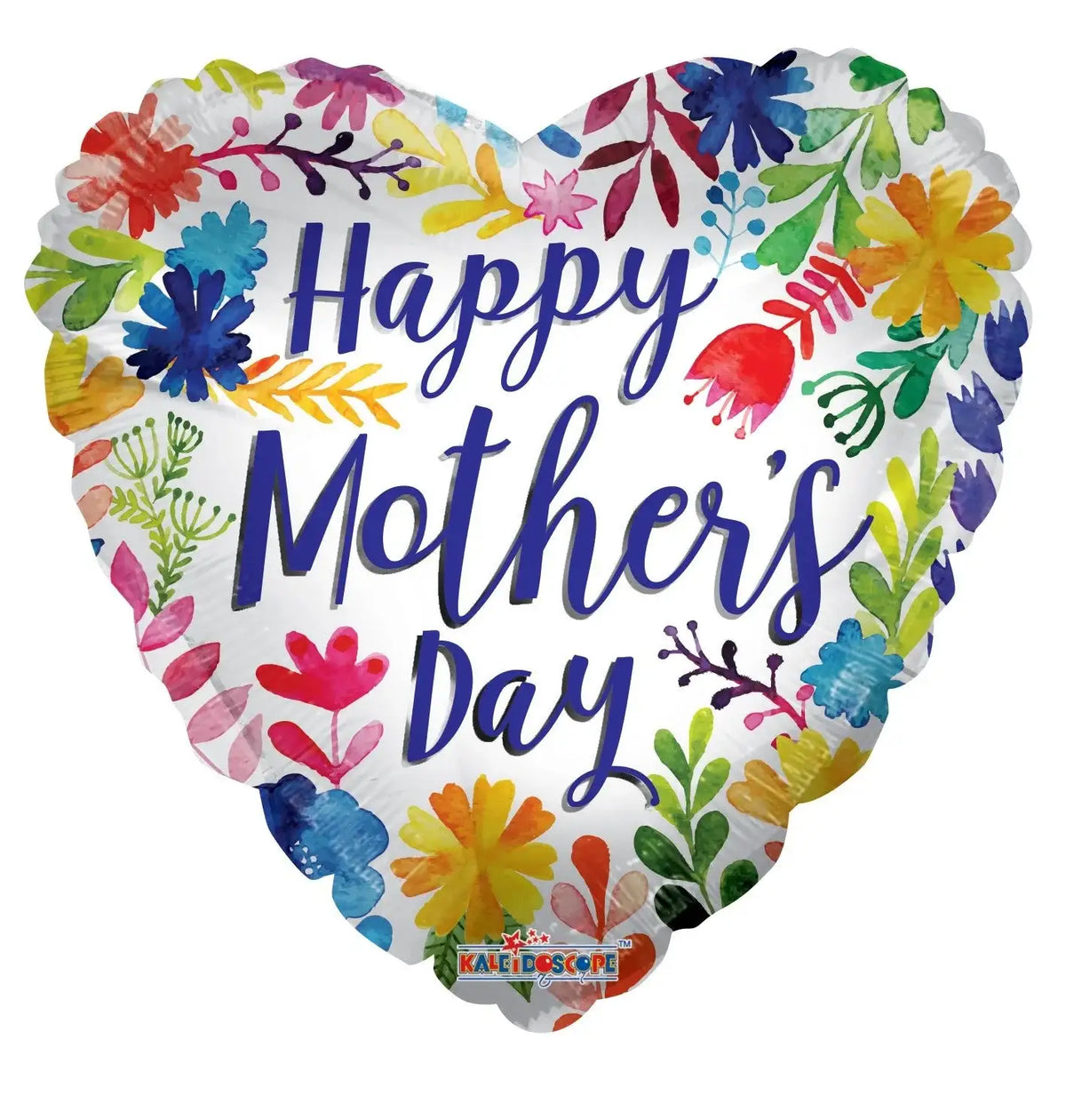Happy Mother's Day heart balloon with colorful floral watercolor design, perfect for celebrations and gifts