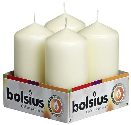 Pack of 4 Bolsius Ivory Pillar Candles