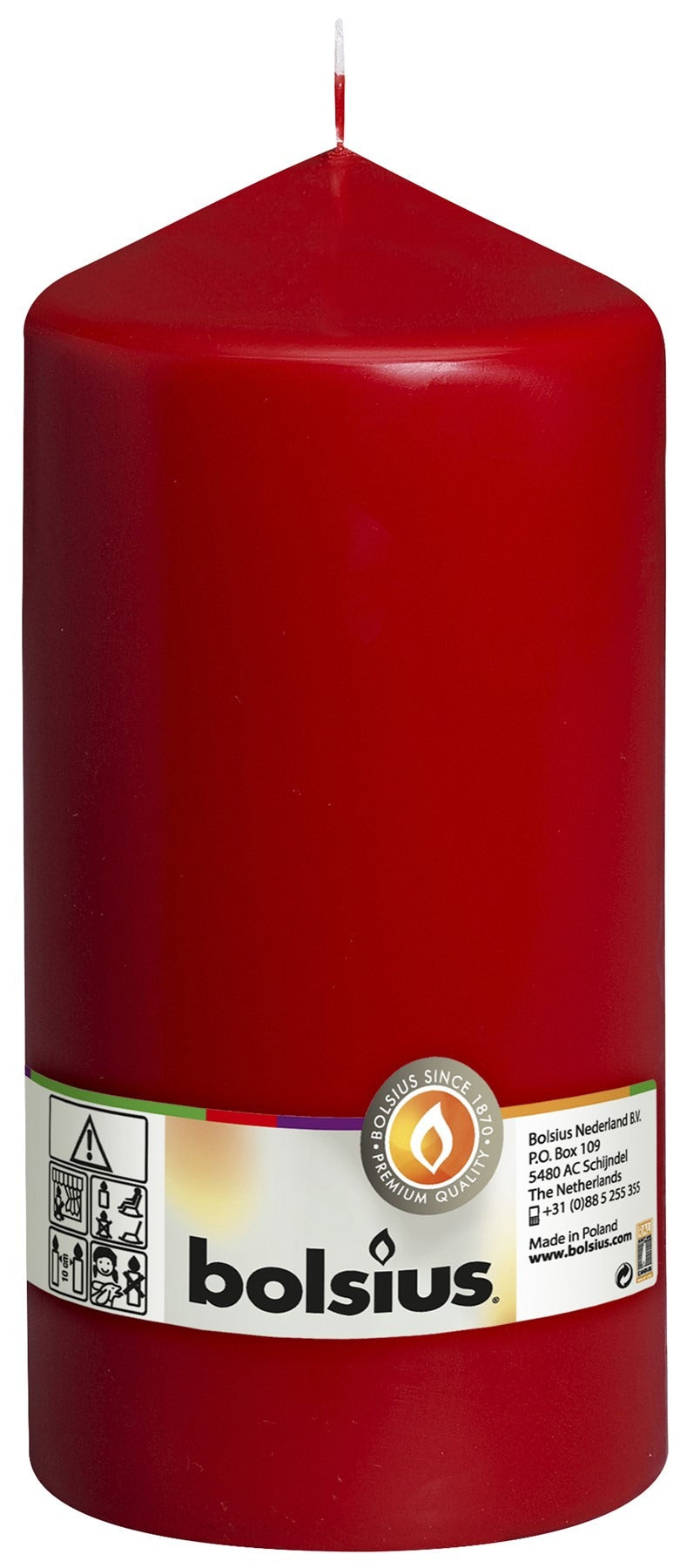 Bolsius Red Pillar Candle (200/98mm)