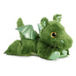 Soft green plush dragon toy with shiny wings and big yellow eyes, ideal for gift giving