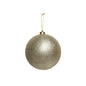 Glittery gold Christmas ornament with gold cap and hanging loop, perfect for holiday tree décor