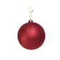 Red glitter Christmas ornament with gold cap and hanger, perfect for holiday tree décor and festive gifts.