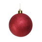 Red glitter Christmas ornament with gold cap, perfect for holiday tree décor and festive gifts