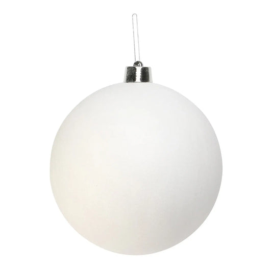 White matte Christmas bauble with silver cap, perfect for festive home décor and holiday gifting