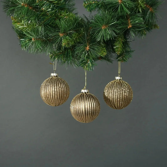 Titania 8cm Glass Bauble Gold  (Set of 4)