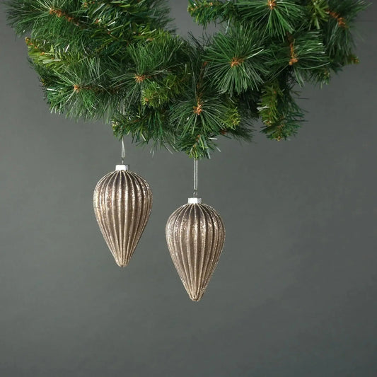 Titania Glass Drop Bauble Rose Gold (Set of 4)