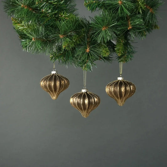 Meri 8cm Glass Onion Bauble (Set of 4)