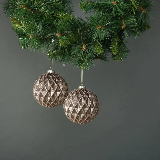 Gold Asteria 10cm Glass Diamond Bauble (Set of 4)