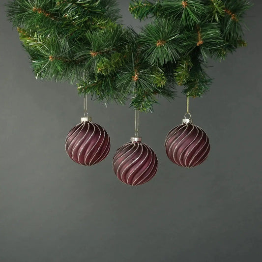 Faye 8cm Glass Bauble Dark Purple (Set of 4)
