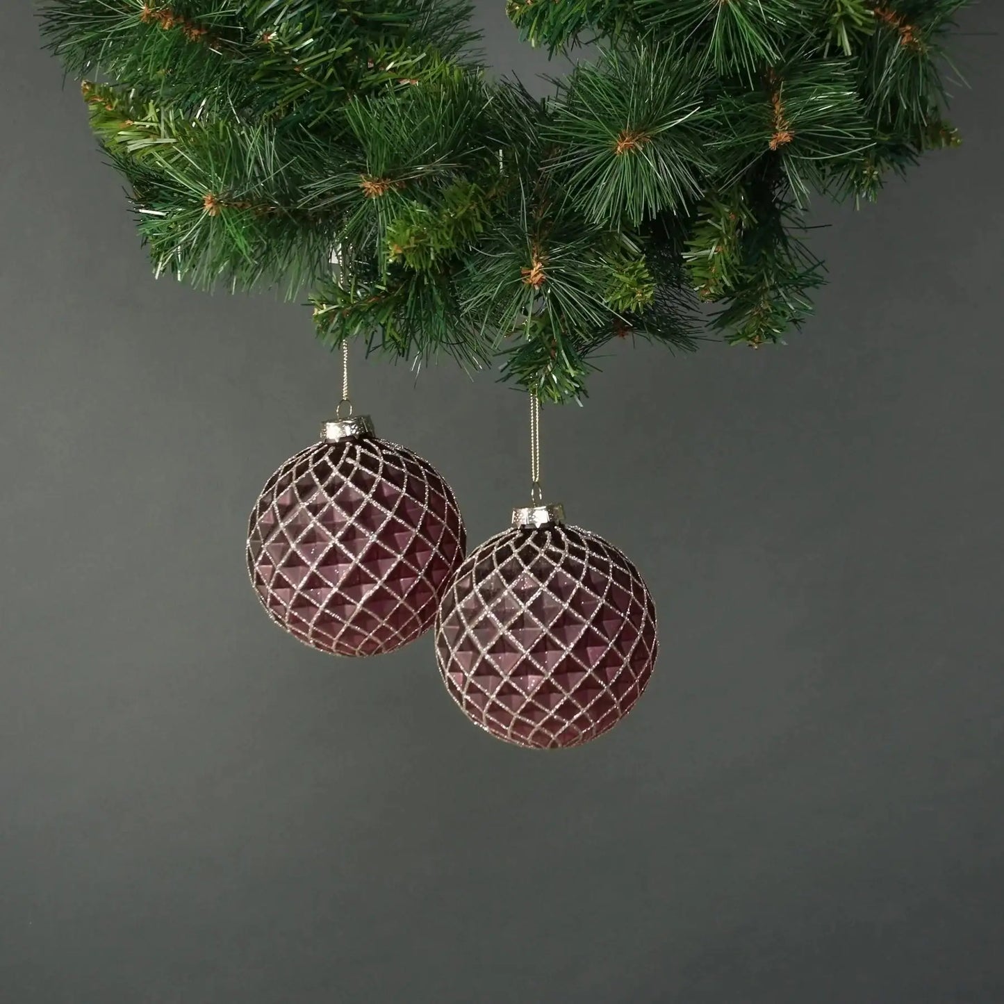 Faye 10cm Glass Bauble Dark Purple (Set of 4)