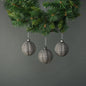 Naida 8cm Glass Frill Bauble Pewter and Silver (Set of 4)