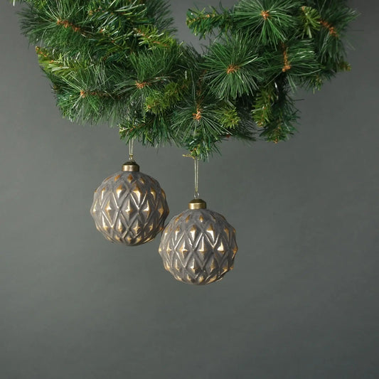 Luna 10cm Glass Bauble Pewter and Gold (Set of 4)