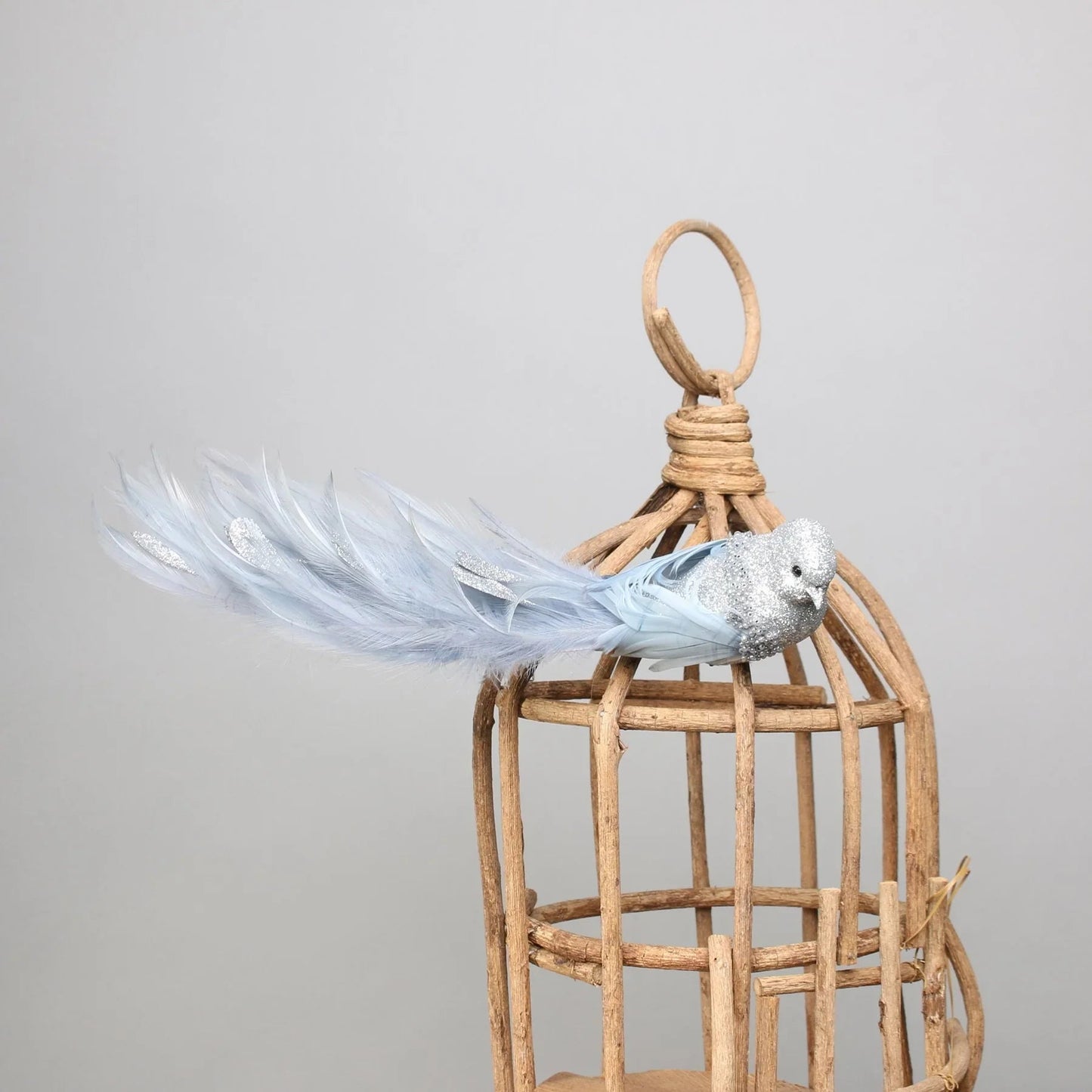Silver Lyre Bird Silver Glitter with clip