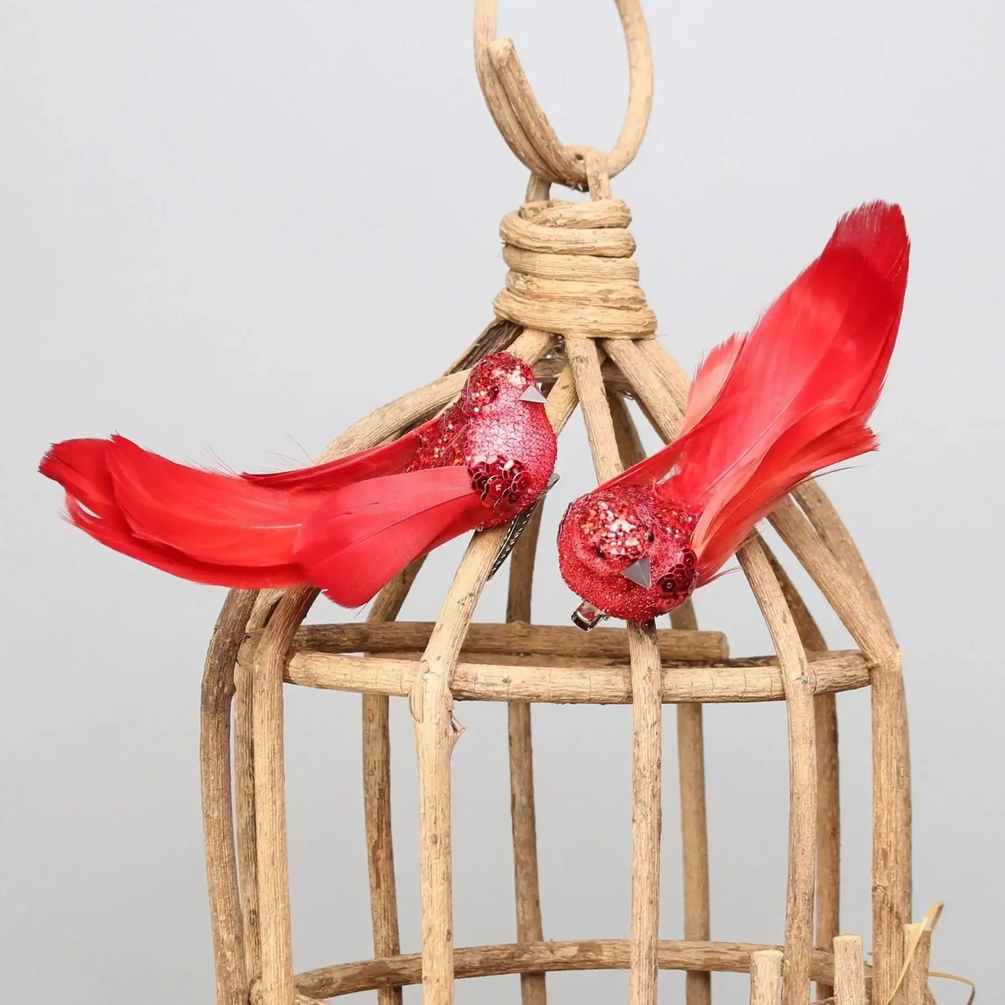 Red Glitter Bird with clip