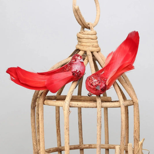 Red Glitter Bird with clip