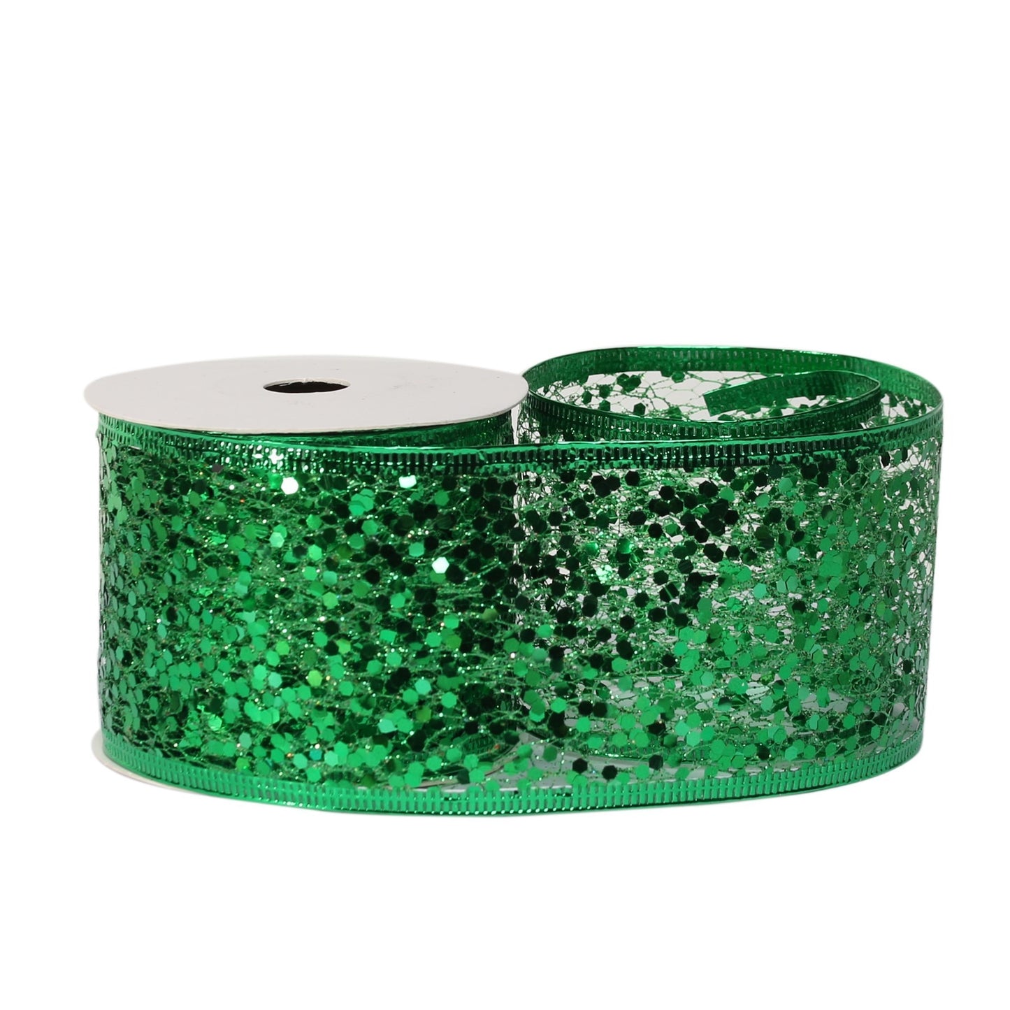 Glitter mesh ribbon GREEN