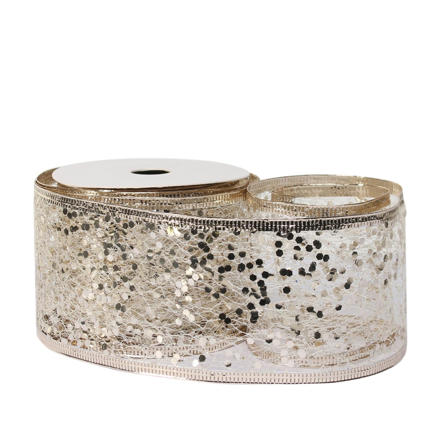 Champagne Glitter mesh ribbon 1