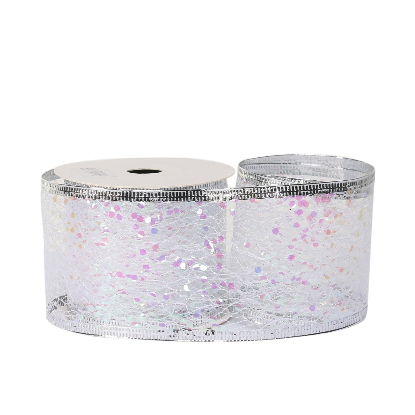 White Glitter mesh ribbon 1