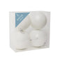 White matte and glitter Christmas ornaments in clear box, Winter Deco collection for holiday home décor