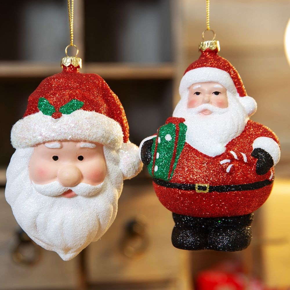 Discover the Glitter Santa Hanging Decorations  at Bristow Direct