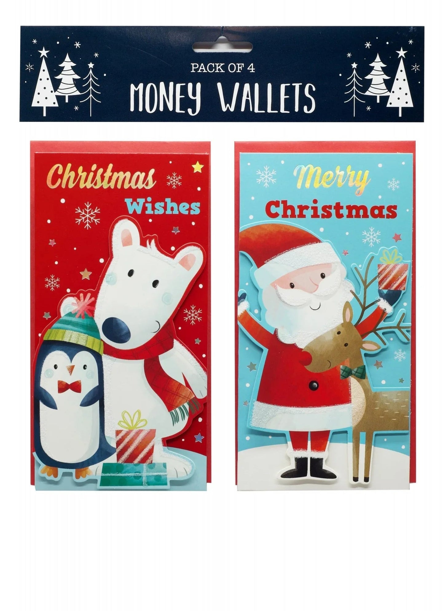 Money Wallets Santa &amp; Friends (4 Pack)