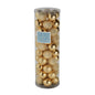 Gold Christmas baubles in clear tube, shatterproof holiday decor for tree or home