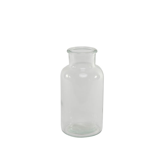 Clear glass vase with wide mouth for home decor and floral arrangements