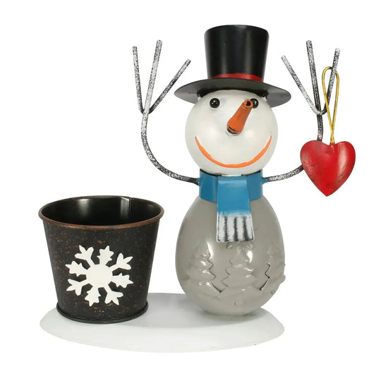 Novelty Zinc Snowman and Planter (7cm pot)