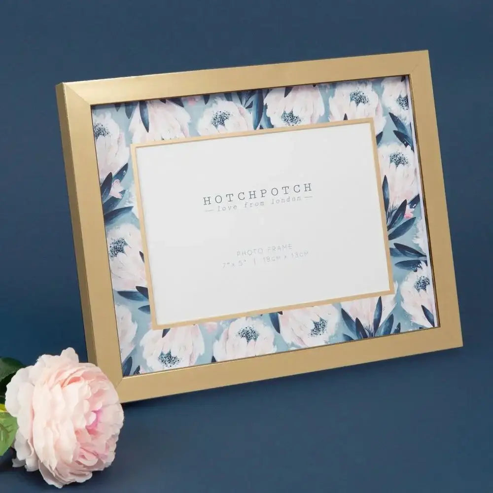 7  Inch x 5  Inch - Swan Lake Gold and Blue Floral Photo Frame