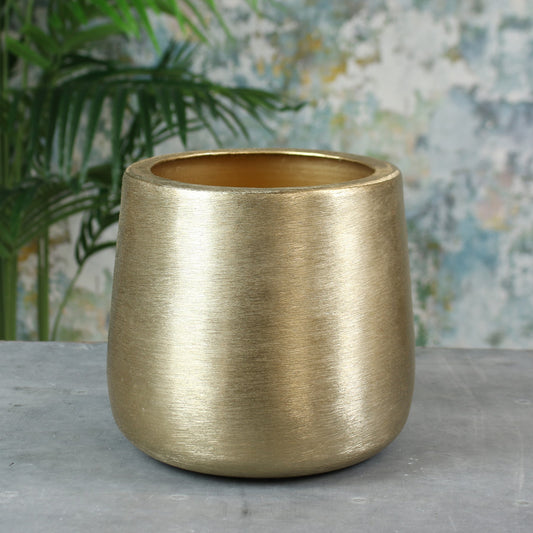 Discover the Greenwich Brushed Gold Planter (Medium) at Bristow Direct