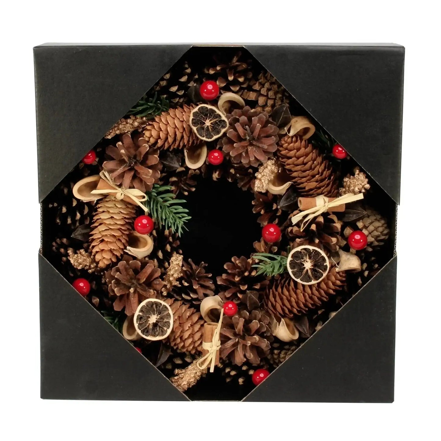 Pine Cone  Red Berry and Fruit Wreath (30cm)