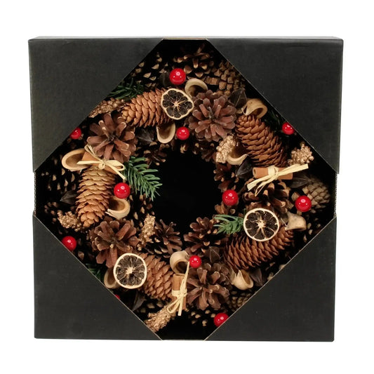 Pine Cone  Red Berry and Fruit Wreath (30cm)