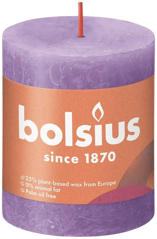 Vibrant Violet Bolsius Rustic Shine Pillar Candle (80 x 68mm)