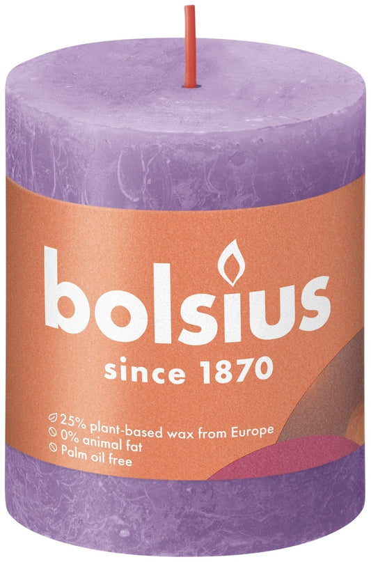 Vibrant Violet Bolsius Rustic Shine Pillar Candle (80 x 68mm)