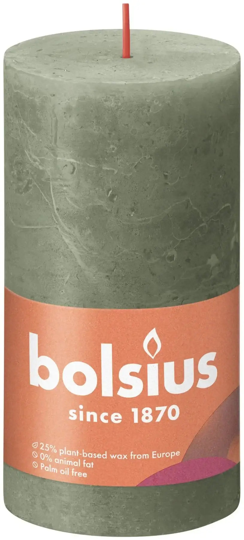 Fresh Olive Bolsius Rustic Shine Pillar Candle (130 x 68mm)