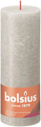 Bolsius Rustic Shine Sandy Grey Pillar Candle (190mm x 68mm)