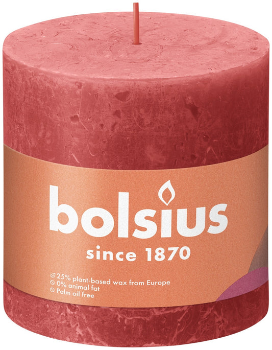 Bolsius Rustic Shine Blossom Pink Pillar Candle (100mm x 100mm)