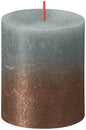 Bolsius Rustic Metallic Candle 80 x 68 - Faded Eucalyptus Green Copper