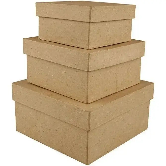 Set of three rustic kraft gift boxes for birthdays, holidays, and home décor