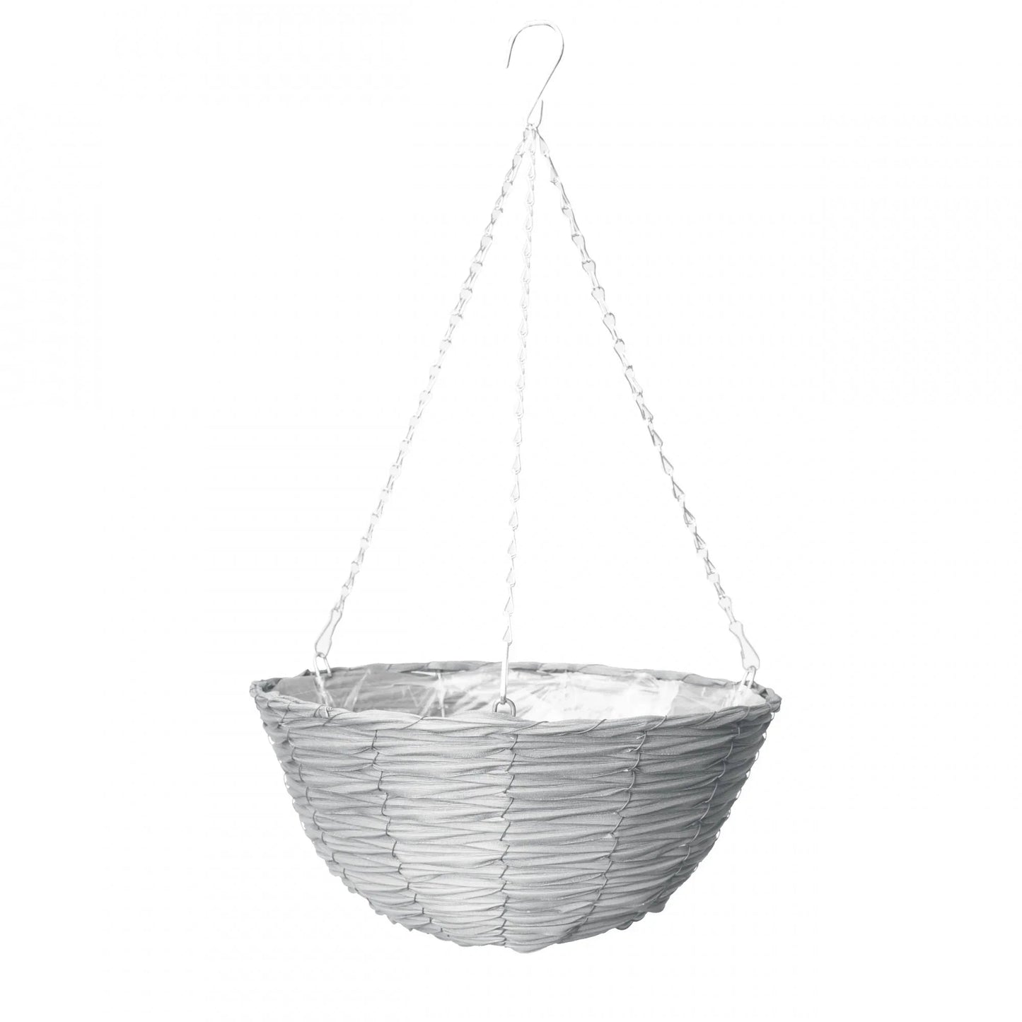 14 inch Faux Rattan Hanging Basket  Grey