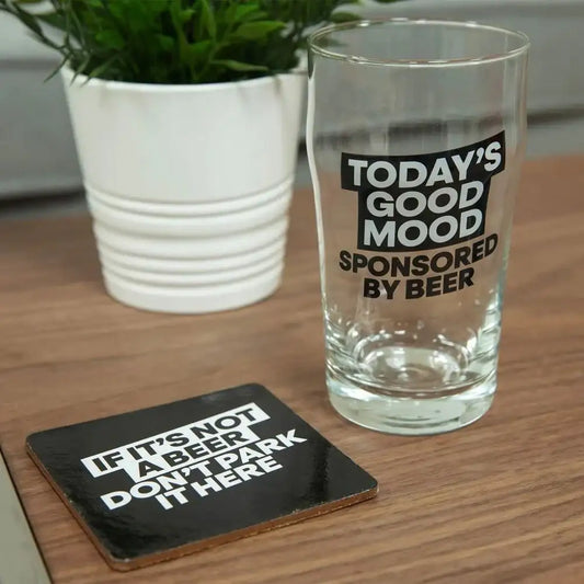 Beer Glass and Coaster Set - Todays Good Mood
