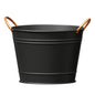 Matte Black Modern Farmhouse Washtub Planter with Copper Handles  (10 inch)