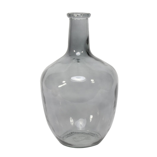 Clear glass vase with wide base and narrow neck, perfect for home décor accents