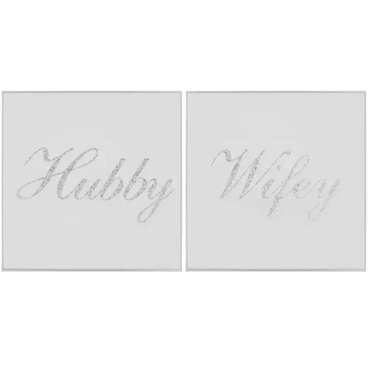 Silver Hubby and Wifey Coasters